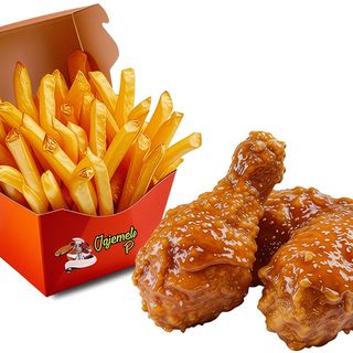 3 Pcs Of Honey Glazed Chicken & fries