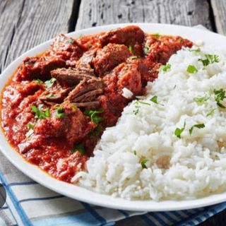 Rice with beef stew