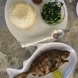 Ugali na Samaki (Ugali and Fish) and Greens