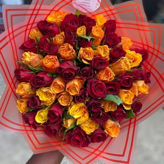 Orange & Red Roses Bonquet
