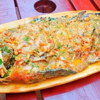 Deep-Fried Tilapia in coconut sauce