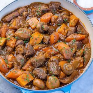 Boiled Sweet Potatoes + Wet Fried Beef + Tea Pot