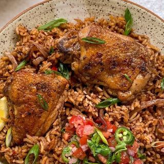 Chicken pilau + Kachumbari