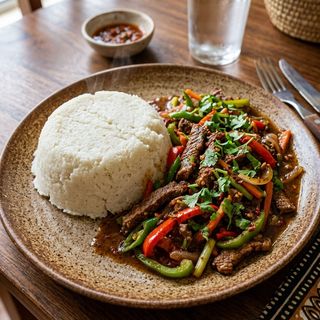 Beef Chilli Starfry with Ugali
