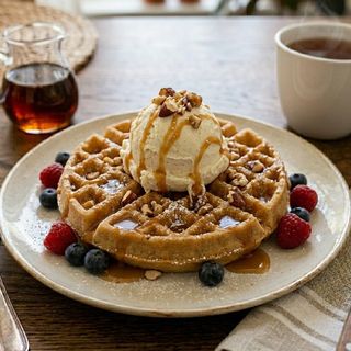 Waffle Topped Ice Cream