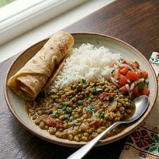 Ndengu Stew, Rice/Chapati