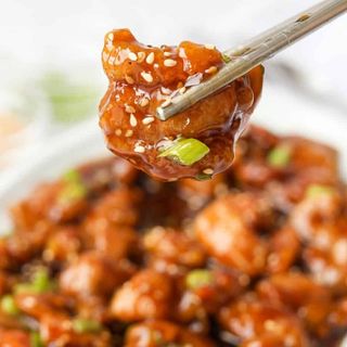 Honey sesame chicken with rice