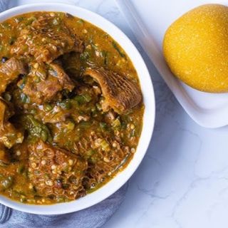 Okra Soup and Eba