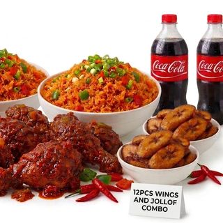12pcs Wings & Jollof Combo + 2 Soda