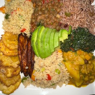 Jamaican vegan platter- Ital goodness in one plate