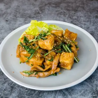 Grilled tofu and mushrooms