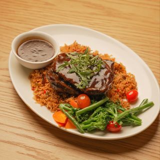 Slow-roasted goat with Arabic rice