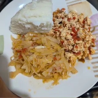 Ugali cabbage and eggs