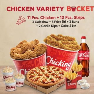 Chicken Variety Bucket + Medium Sized Pizza