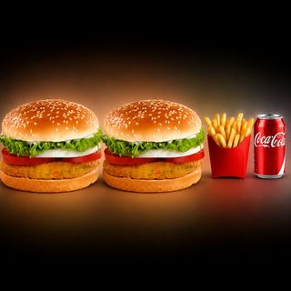 Veg Burger Combo (2 Burgers + Coke +Fries)