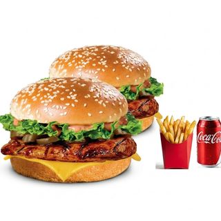Mexi -Grill Burger Combo (2 Burgers + Coke +Fries) (Grilled) (spicy)