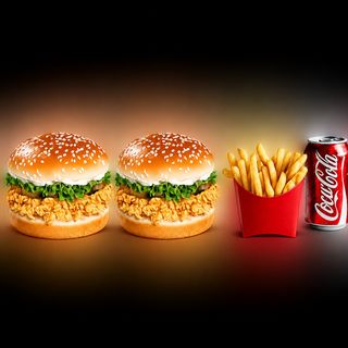 Tandoori Burger Combo (2 Burgers + Coke +Fries) (Spicy)