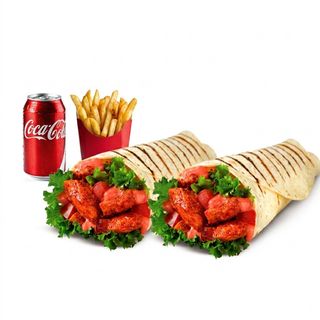 Mexican Cheesy Wrap Combo (2 Wraps + Coke + Fries) (Grilled)(spicy)