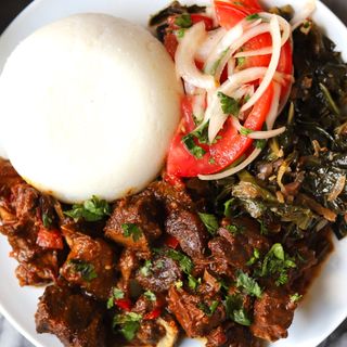 Ugali served with wet fry half kg mutton