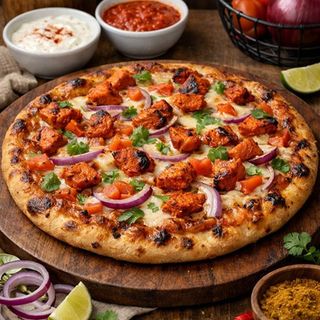 Large pizza (chicken, beef or vegetable) served with 23 litre soda