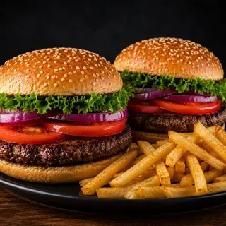 2 Beef Burgers and Fries