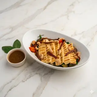 Grilled Halloumi & Roasted Cashew Nut Salad