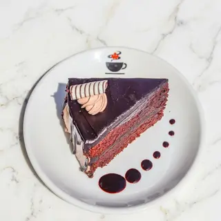Fudge cake slice