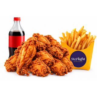 12 wings, large chips and 1.25ltrs