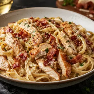Chicken-Wine-Bacon Pasta