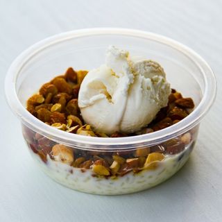 Rice Pudding With Nuts and Ice Cream