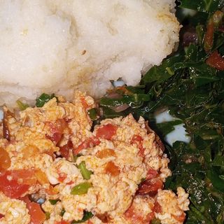 Ugali served with wetfry eggs