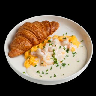 Скрэмбл с креветками в сливочном соусе