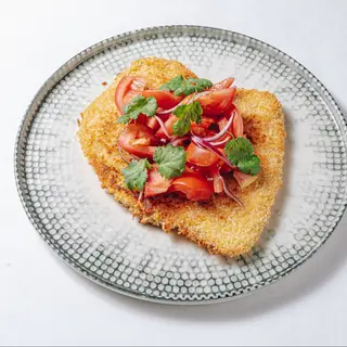 Куриный шницель с маринованными томатами
