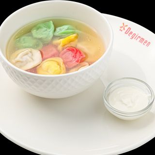 Детский суп с пельменями