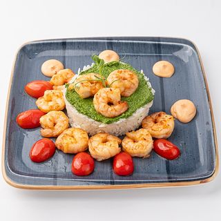 Креветки со шпинатным соусом