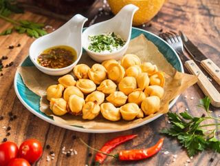 Жареные пельмени