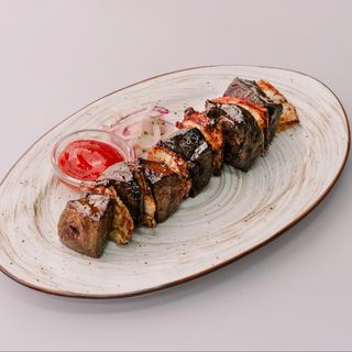 Шашлык из печени с курдюком