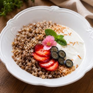 Каша гречневая с творожным муссом