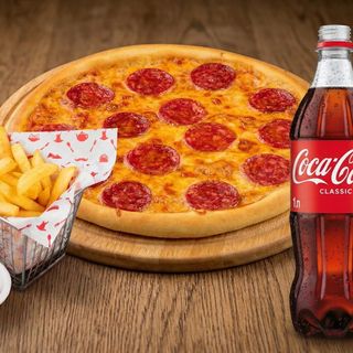 Комбо с пиццей + фри + Coca-Cola 1L