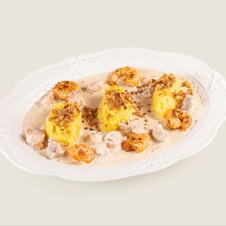 Жаркое из креветок и лосося