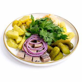 Маринованные овощи с сельдью 