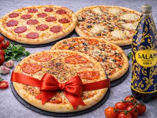 Пицца Пепперони + пицца Ассорти+4 сыра=Маргарита пицца и Salam cola 1л в подарок