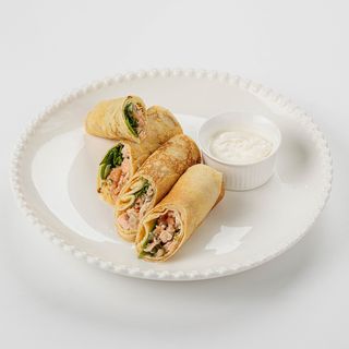 Блины с обжаренной семгой