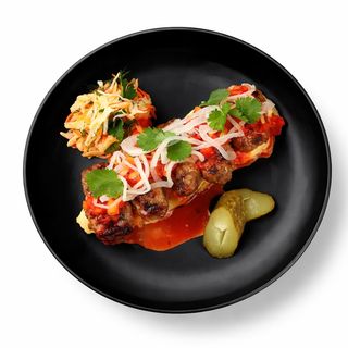 Кебаб мясной с овощами