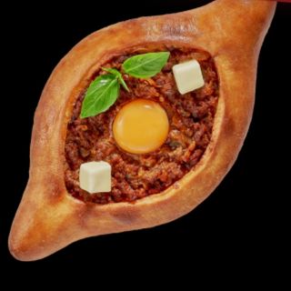 Хачапури по-аджарский с фаршем (с яйцом, малы)