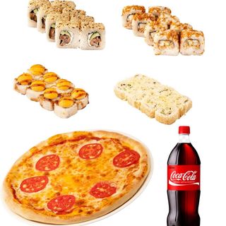 Комбо №2 (32 штуки роллов, Пицца "Маргарита",Coca Cola 1 л)