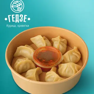 Гедзе с курицей и креветками