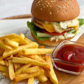 Говяжий бургер+фри