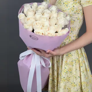цветы Букет Art Flowers 25 нежных белых роз 50 см