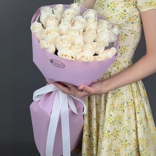 цветы Букет Art Flowers 25 нежных белых роз 50 см